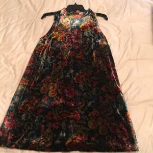 Loft floral velvet shift dress small multi color